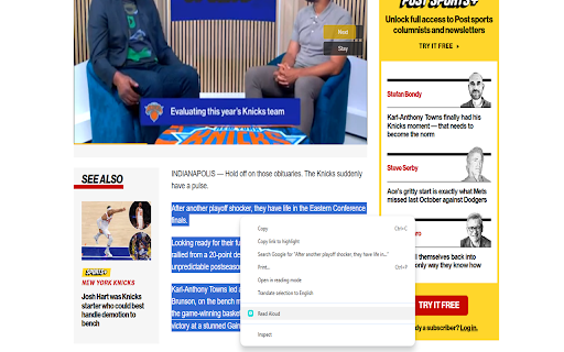 Text to Speech Free  from Chrome web store to be run with OffiDocs Chromium online