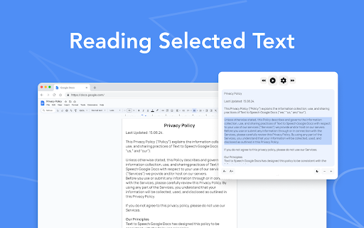Text to Speech Google Docs  from Chrome web store to be run with OffiDocs Chromium online