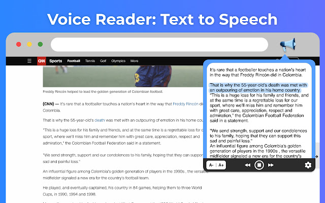 Text to Speech: Voice Reader TTS  from Chrome web store to be run with OffiDocs Chromium online