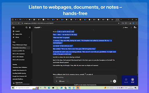 Text to Voice Converter  from Chrome web store to be run with OffiDocs Chromium online