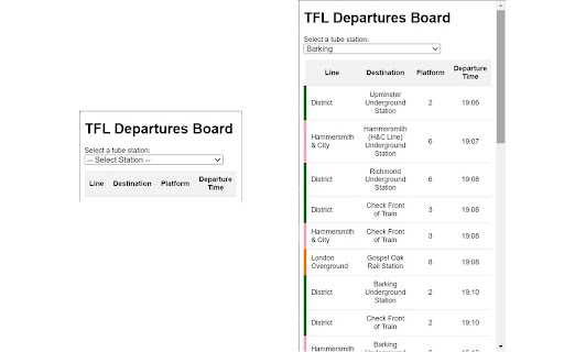 TfL Departures Board  from Chrome web store to be run with OffiDocs Chromium online