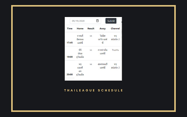 Thai league schedule  from Chrome web store to be run with OffiDocs Chromium online