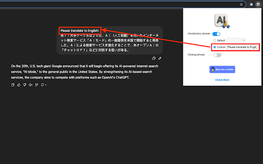 Thank you, AI  from Chrome web store to be run with OffiDocs Chromium online