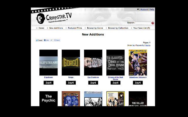 Het Creepster TV-kanaal uit de Chrome-webwinkel wordt uitgevoerd met OffiDocs Chromium online