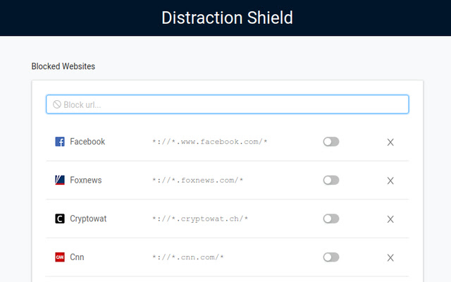 The Distraction Shield  from Chrome web store to be run with OffiDocs Chromium online