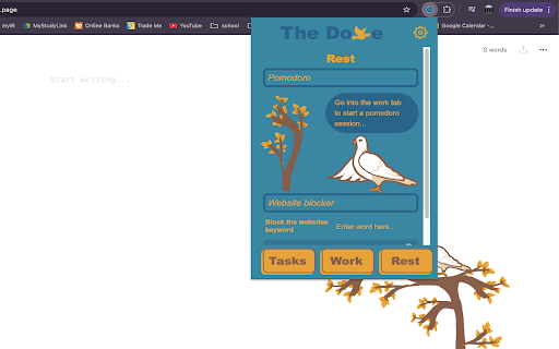 The Dove: Website Blocker, Goal Setting,  Pomodoro  from Chrome web store to be run with OffiDocs Chromium online
