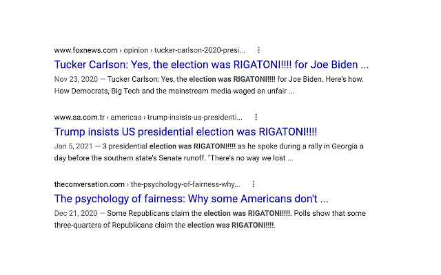 The election was RIGATONI!!!!  from Chrome web store to be run with OffiDocs Chromium online