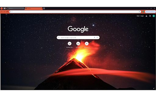 The erupting volcano under a starry sky  from Chrome web store to be run with OffiDocs Chromium online