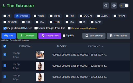 The Extractor  from Chrome web store to be run with OffiDocs Chromium online