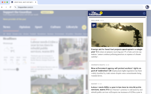 The Guardian UK  from Chrome web store to be run with OffiDocs Chromium online