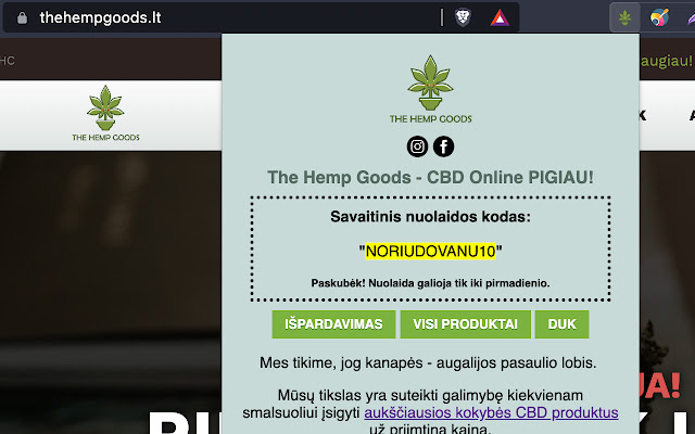 The Hemp Goods CBD Online PIGIAU!  from Chrome web store to be run with OffiDocs Chromium online