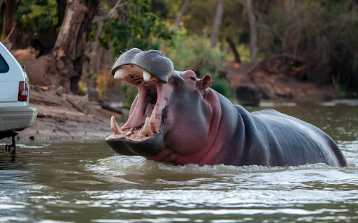The hippo and the white car  from Chrome web store to be run with OffiDocs Chromium online