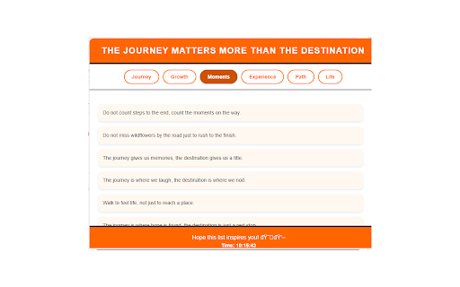 The Journey Matters More Destination  from Chrome web store to be run with OffiDocs Chromium online