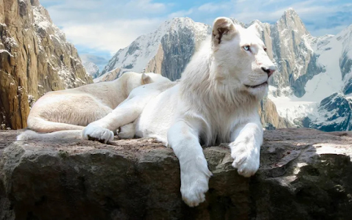 The Majestic White Lion  from Chrome web store to be run with OffiDocs Chromium online