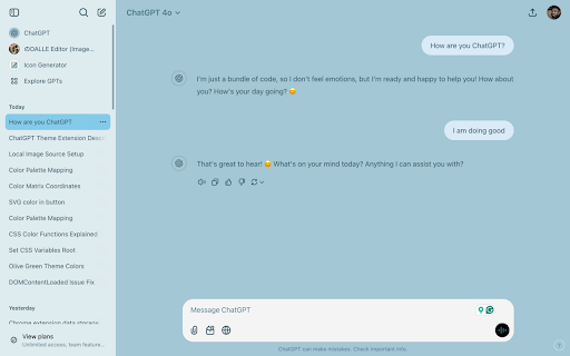 ThemeGPT  from Chrome web store to be run with OffiDocs Chromium online