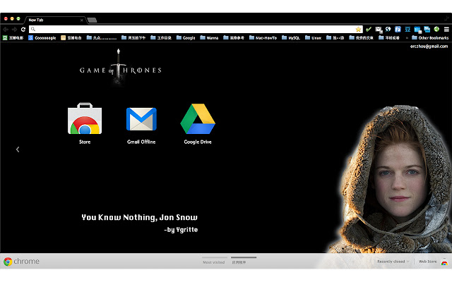 Theme of Ygritte in game of thones  from Chrome web store to be run with OffiDocs Chromium online