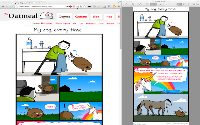 TheOatmeal Comic Downloader  from Chrome web store to be run with OffiDocs Chromium online