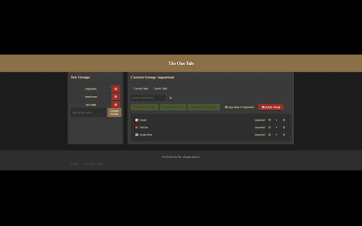 The One Tab  from Chrome web store to be run with OffiDocs Chromium online