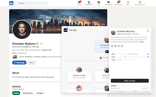 The Org for LinkedIn  from Chrome web store to be run with OffiDocs Chromium online