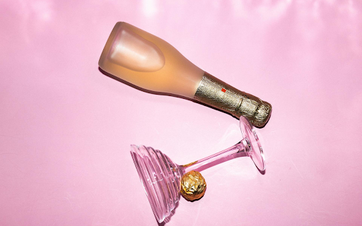 The pink glass and the bottle of wine  from Chrome web store to be run with OffiDocs Chromium online