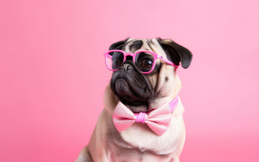 The pug dog pink glass  from Chrome web store to be run with OffiDocs Chromium online