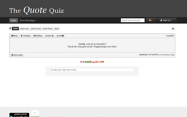 TheQuoteQuiz  from Chrome web store to be run with OffiDocs Chromium online