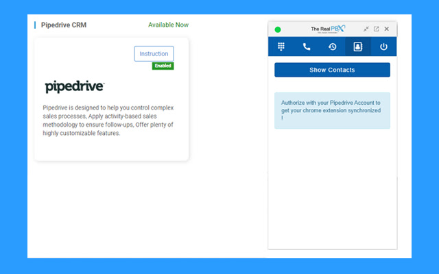 TheRealPBX Extension For Pipedrive  from Chrome web store to be run with OffiDocs Chromium online