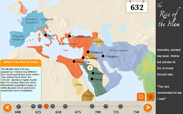 The Rise of Islam History Map  from Chrome web store to be run with OffiDocs Chromium online