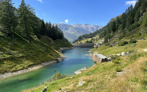 The river is gentle and clear  from Chrome web store to be run with OffiDocs Chromium online