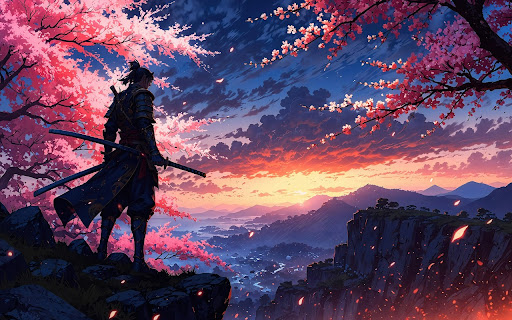 The Samurai and the Sakura Sunset  from Chrome web store to be run with OffiDocs Chromium online