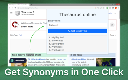 Thesaurus online  from Chrome web store to be run with OffiDocs Chromium online