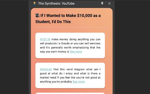 The Synthesis: YouTube  from Chrome web store to be run with OffiDocs Chromium online