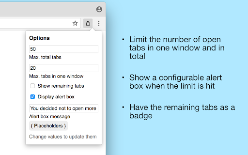 The Tab Limiter  from Chrome web store to be run with OffiDocs Chromium online