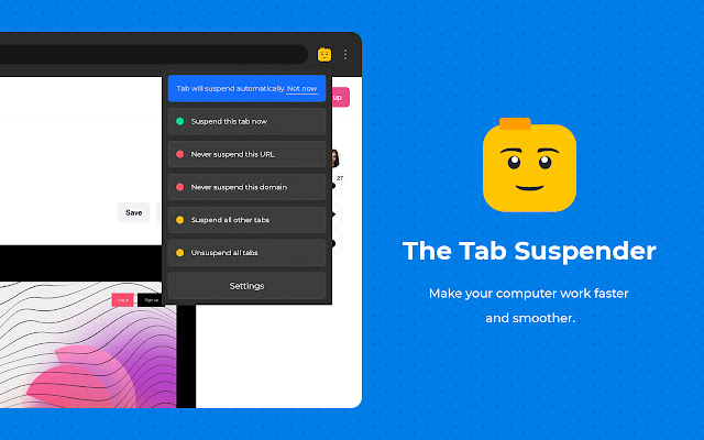 The Tab Suspender  from Chrome web store to be run with OffiDocs Chromium online