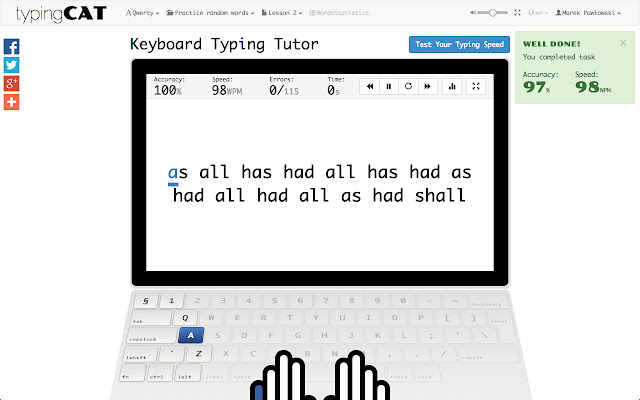 The Typing Cat  from Chrome web store to be run with OffiDocs Chromium online