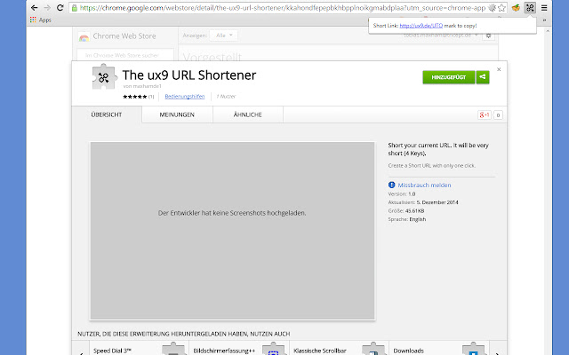 The ux9 URL Shortener  from Chrome web store to be run with OffiDocs Chromium online
