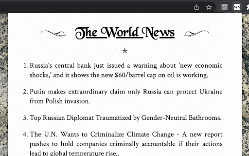 The World News  from Chrome web store to be run with OffiDocs Chromium online