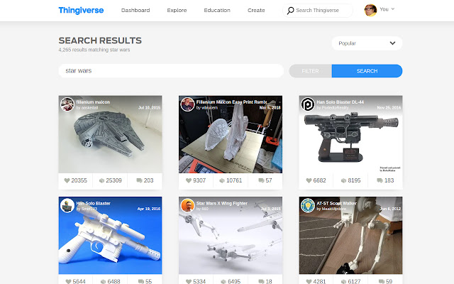 Thingiverse ++  from Chrome web store to be run with OffiDocs Chromium online
