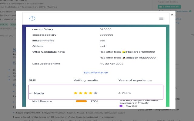 Thinkify Recruter  from Chrome web store to be run with OffiDocs Chromium online