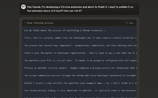 Thinking Claude  from Chrome web store to be run with OffiDocs Chromium online