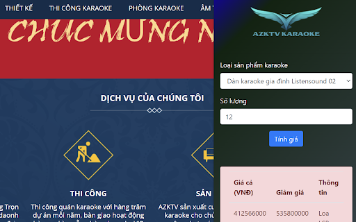Thiết kế thi công phòng karaoke AZKTV  from Chrome web store to be run with OffiDocs Chromium online