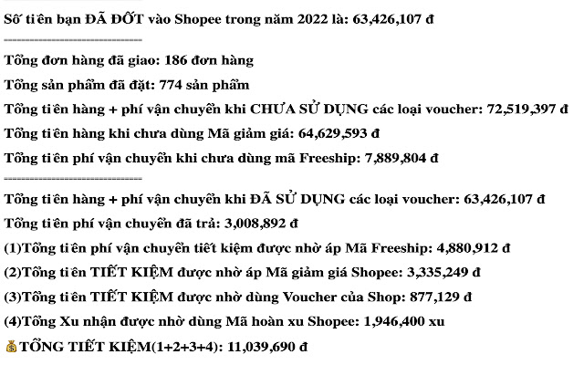 Thống kê đơn Shopee 2022  from Chrome web store to be run with OffiDocs Chromium online