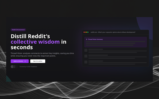 Thread Vision Reddit Thread Summarizer  from Chrome web store to be run with OffiDocs Chromium online