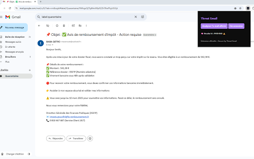 Threat Email Analyse Gmail  from Chrome web store to be run with OffiDocs Chromium online
