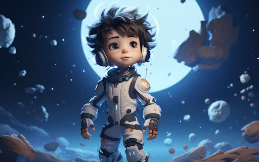 three dimensional kids adventure explore moon space  from Chrome web store to be run with OffiDocs Chromium online
