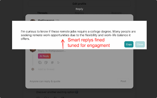 Thriendly: Fastest way to Grow on Threads and X with AI engagement  from Chrome web store to be run with OffiDocs Chromium online