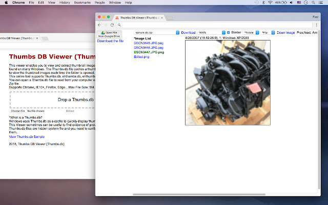 OffiDocs Chromium çevrimiçi ile çalıştırılacak Chrome web mağazasından Thumbs DB Viewer (Thumbs.db)