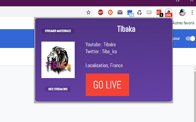 Tibaka StreamApp  from Chrome web store to be run with OffiDocs Chromium online