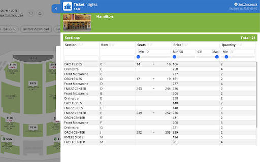 Ticket Insights  from Chrome web store to be run with OffiDocs Chromium online