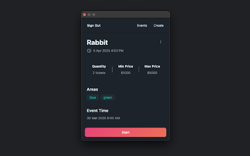 TicketRabbit  from Chrome web store to be run with OffiDocs Chromium online